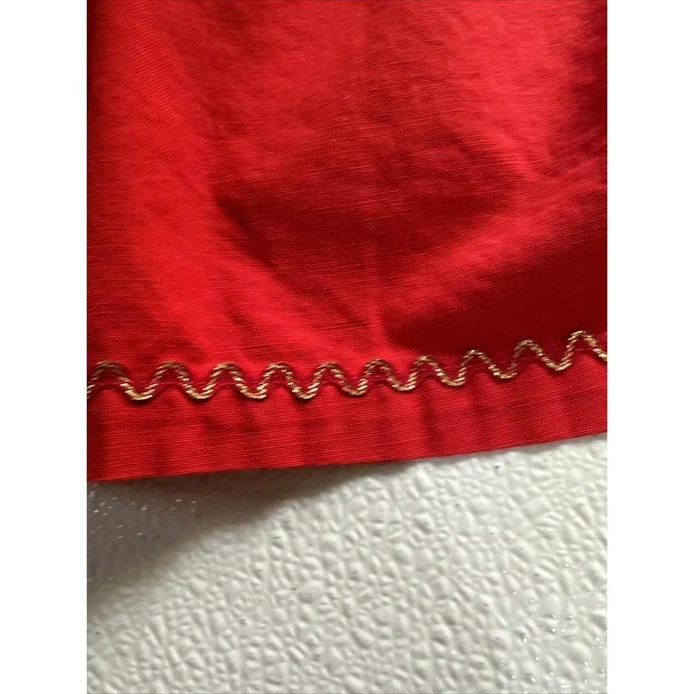 Unbranded Half Apron Women OS Red Excellent‎ Floral Pocket Rickrack Retro Cotton